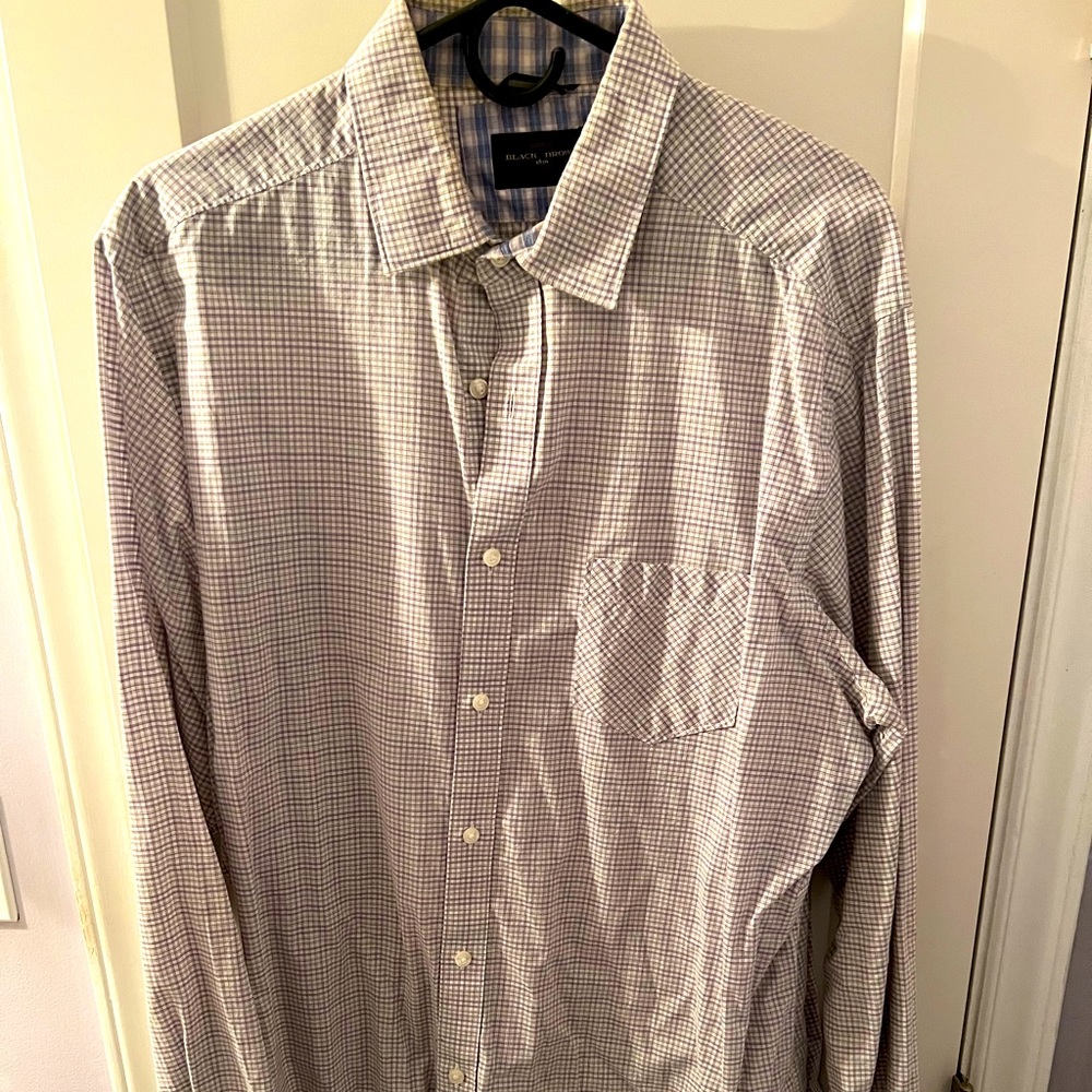 XL long sleeve purple and gray check